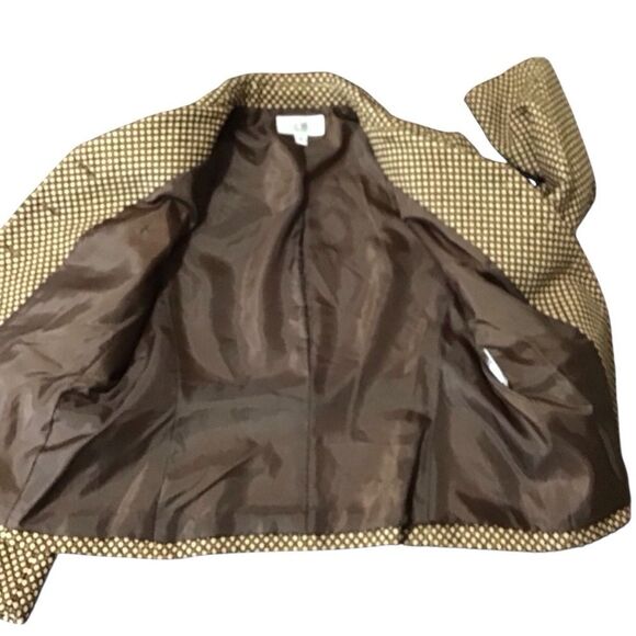 Le Suit Brown Polka Dot Tweed Career Blazer Jacket 12P - Picture 10 of 12